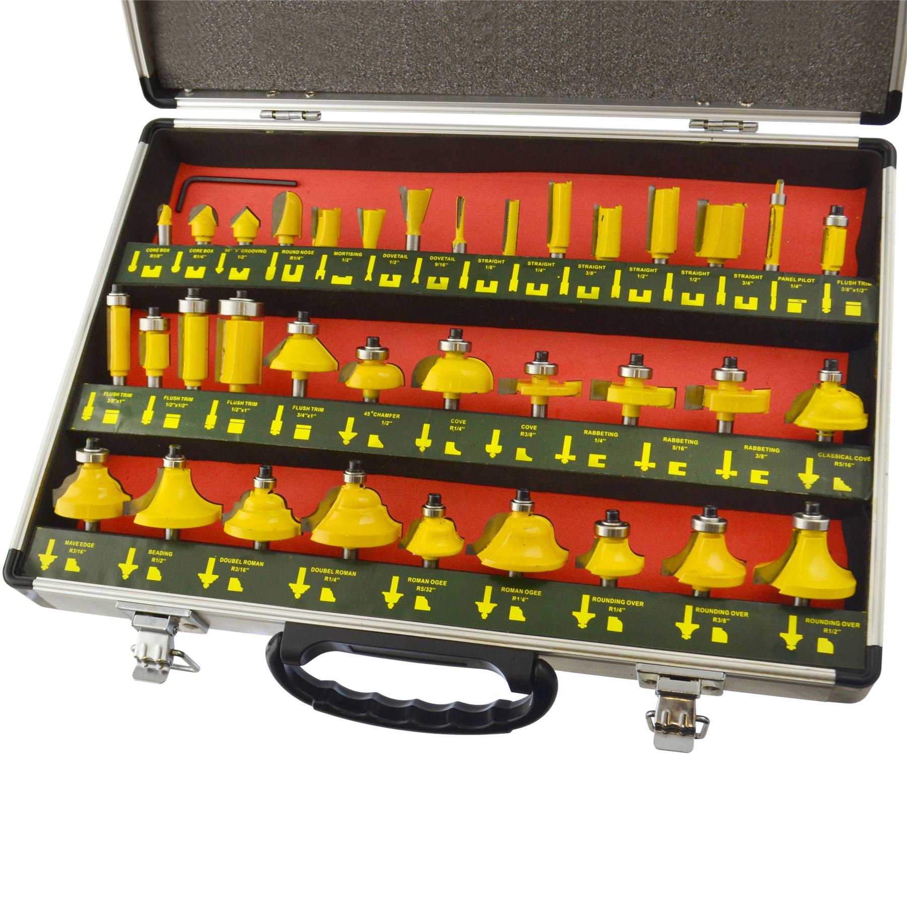 35pc Tungsten Carbide Tip TCT Router Bit Set 1/4
